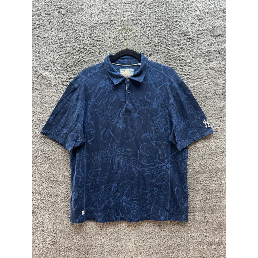Tommy Bahama‎ Baseball New York Yankees Floral Polo Shirt Navy Blue Mens Size L